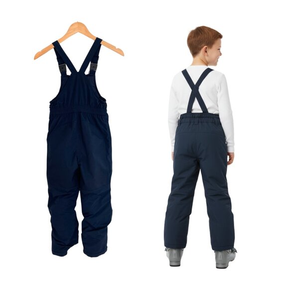 Lands’ End Snow Bibs Kids 7 Navy Blue Squall Waterproof Insulated Iron Knee Ski - Picture 2 of 14